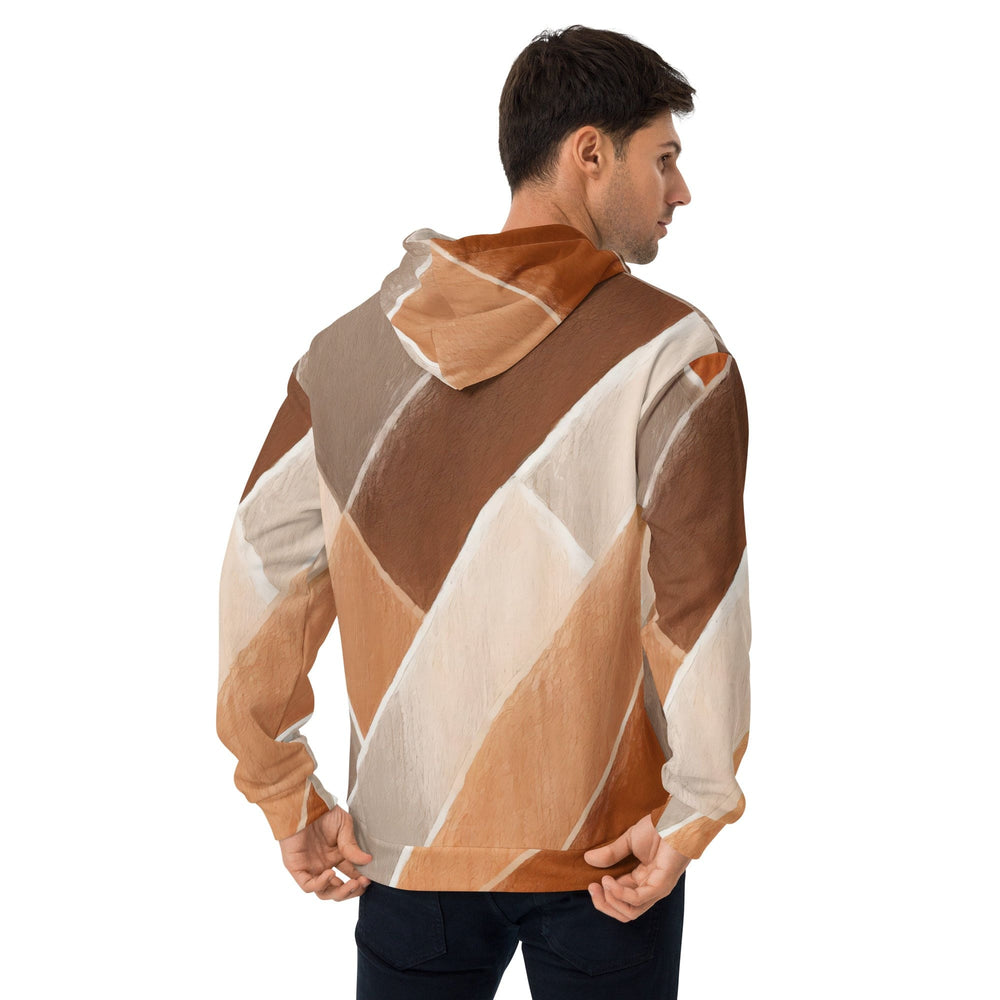 Mens Graphic Hoodie Brown Rustic Watercolors Print