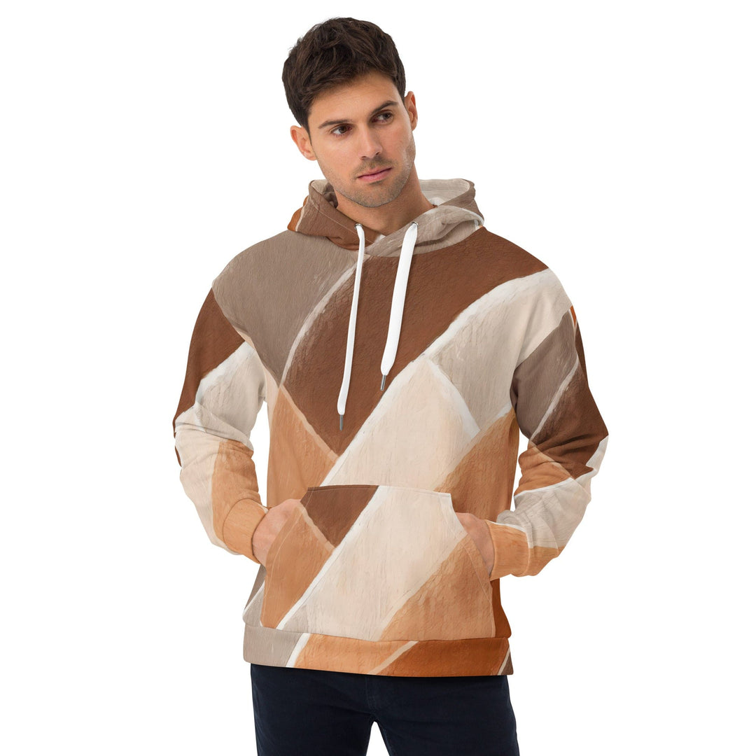 Mens Graphic Hoodie Brown Rustic Watercolors Print