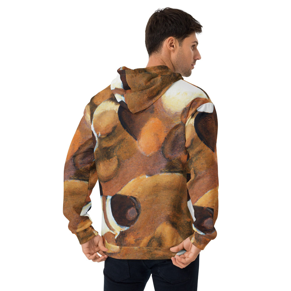 Mens Graphic Hoodie Brown White Stone Pattern