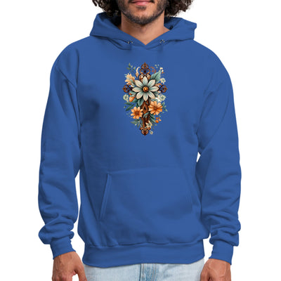 Mens Graphic Hoodie Christian Cross Floral Bouquet Green And Brown - Unisex