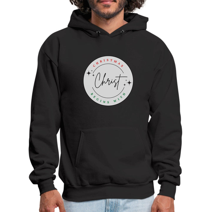 Mens Graphic Hoodie Christmas Begins with Christ - Mens | Hoodies