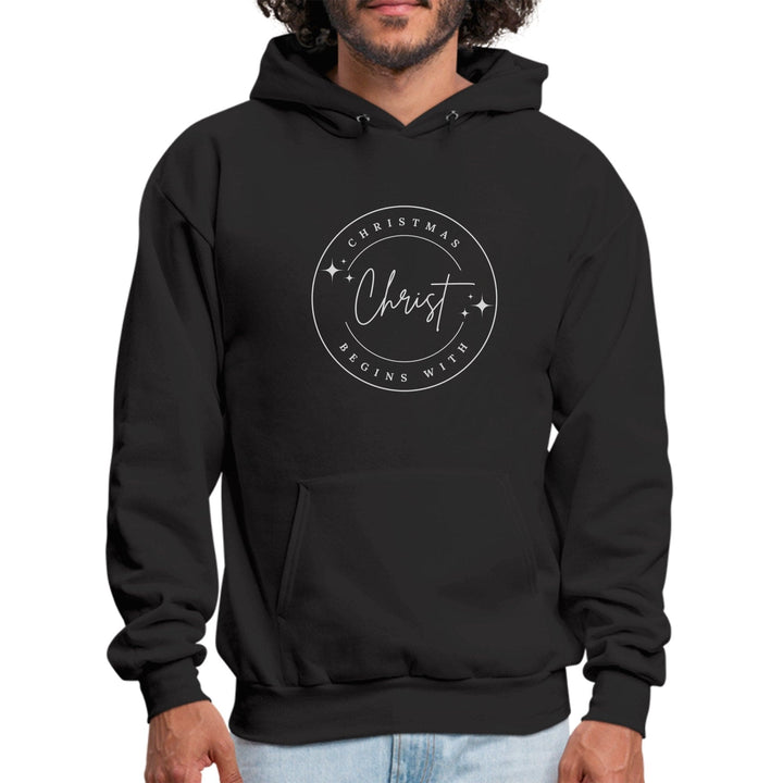 Mens Graphic Hoodie Christmas Begins with Christ - Mens | Hoodies