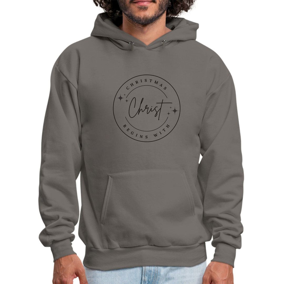 Mens Graphic Hoodie Christmas Begins with Christ - Mens | Hoodies