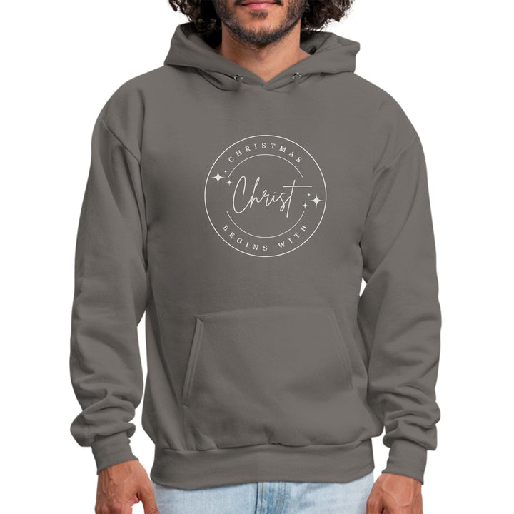 Mens Graphic Hoodie Christmas Begins with Christ - Mens | Hoodies