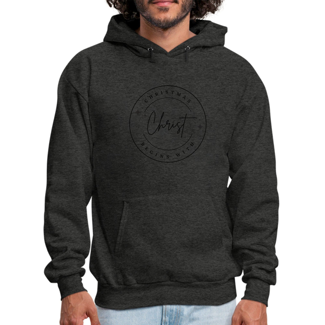 Mens Graphic Hoodie Christmas Begins with Christ - Mens | Hoodies