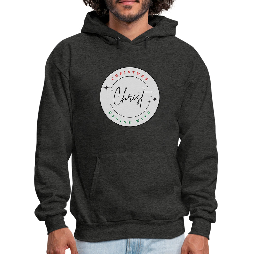 Mens Graphic Hoodie Christmas Begins with Christ - Mens | Hoodies