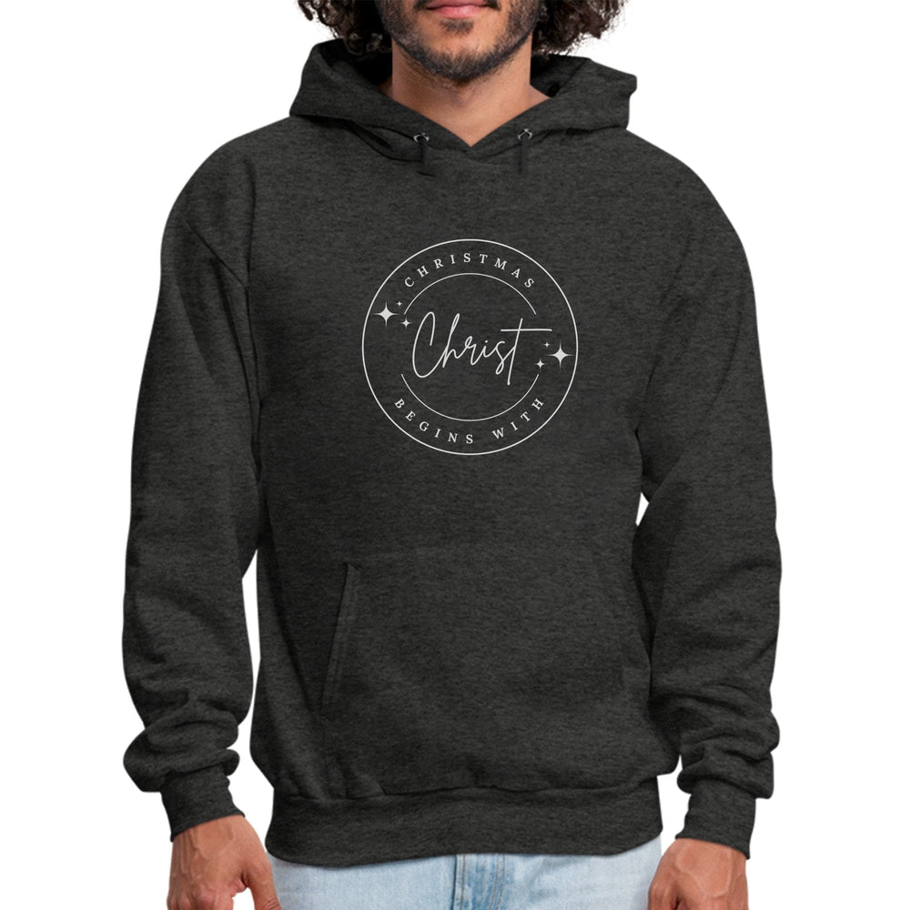 Mens Graphic Hoodie Christmas Begins with Christ - Mens | Hoodies