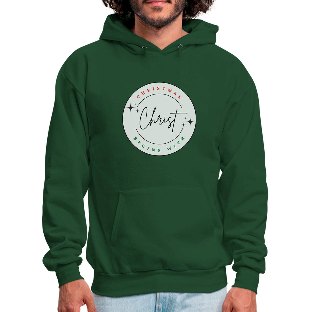 Mens Graphic Hoodie Christmas Begins with Christ - Mens | Hoodies