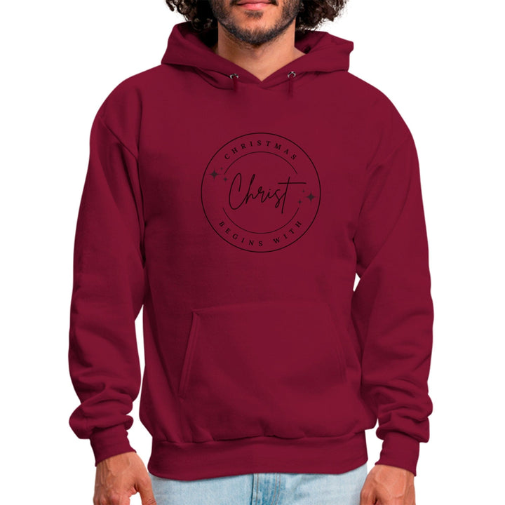 Mens Graphic Hoodie Christmas Begins with Christ - Mens | Hoodies