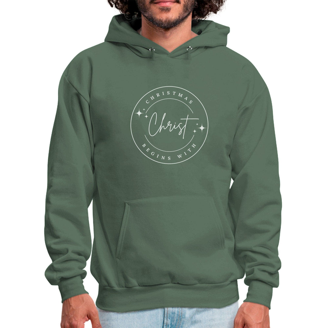 Mens Graphic Hoodie Christmas Begins with Christ - Mens | Hoodies