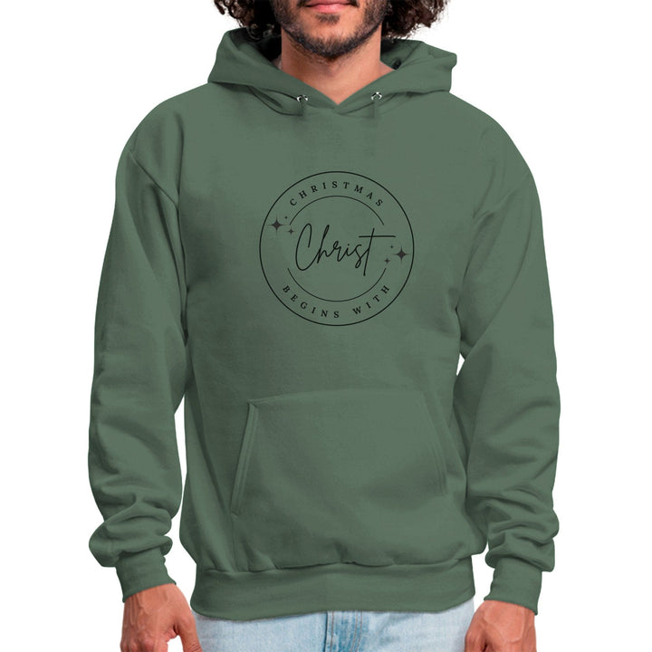 Mens Graphic Hoodie Christmas Begins with Christ - Mens | Hoodies