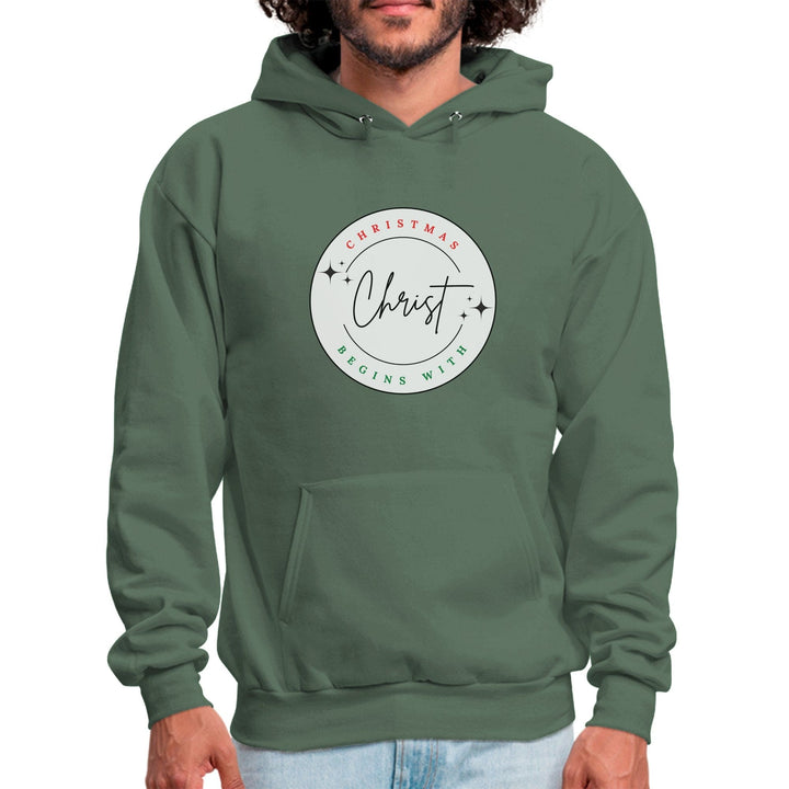 Mens Graphic Hoodie Christmas Begins with Christ - Mens | Hoodies