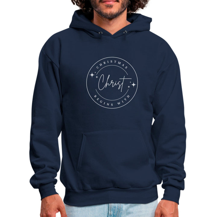 Mens Graphic Hoodie Christmas Begins with Christ - Mens | Hoodies