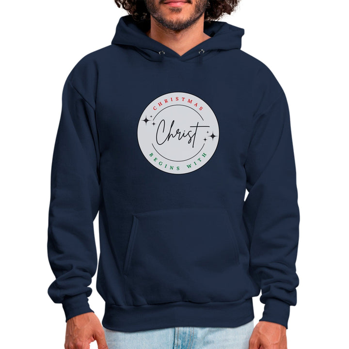 Mens Graphic Hoodie Christmas Begins with Christ - Mens | Hoodies