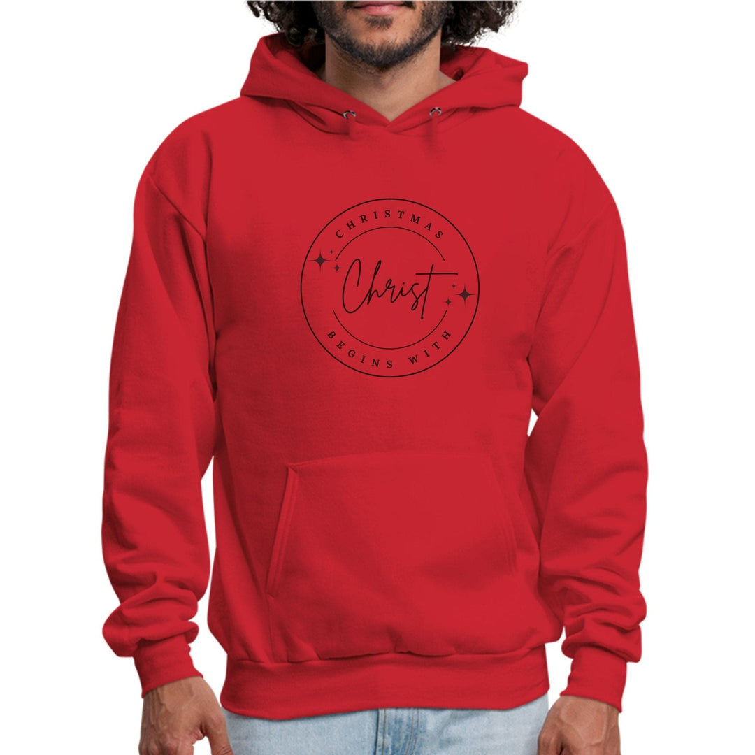 Mens Graphic Hoodie Christmas Begins with Christ - Mens | Hoodies