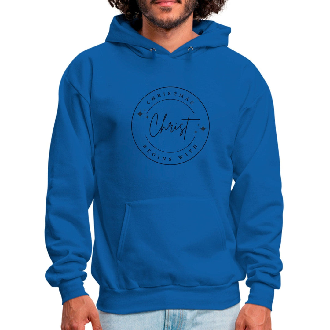 Mens Graphic Hoodie Christmas Begins with Christ - Mens | Hoodies