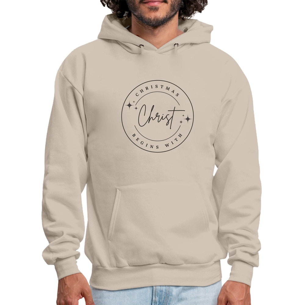 Mens Graphic Hoodie Christmas Begins with Christ - Mens | Hoodies