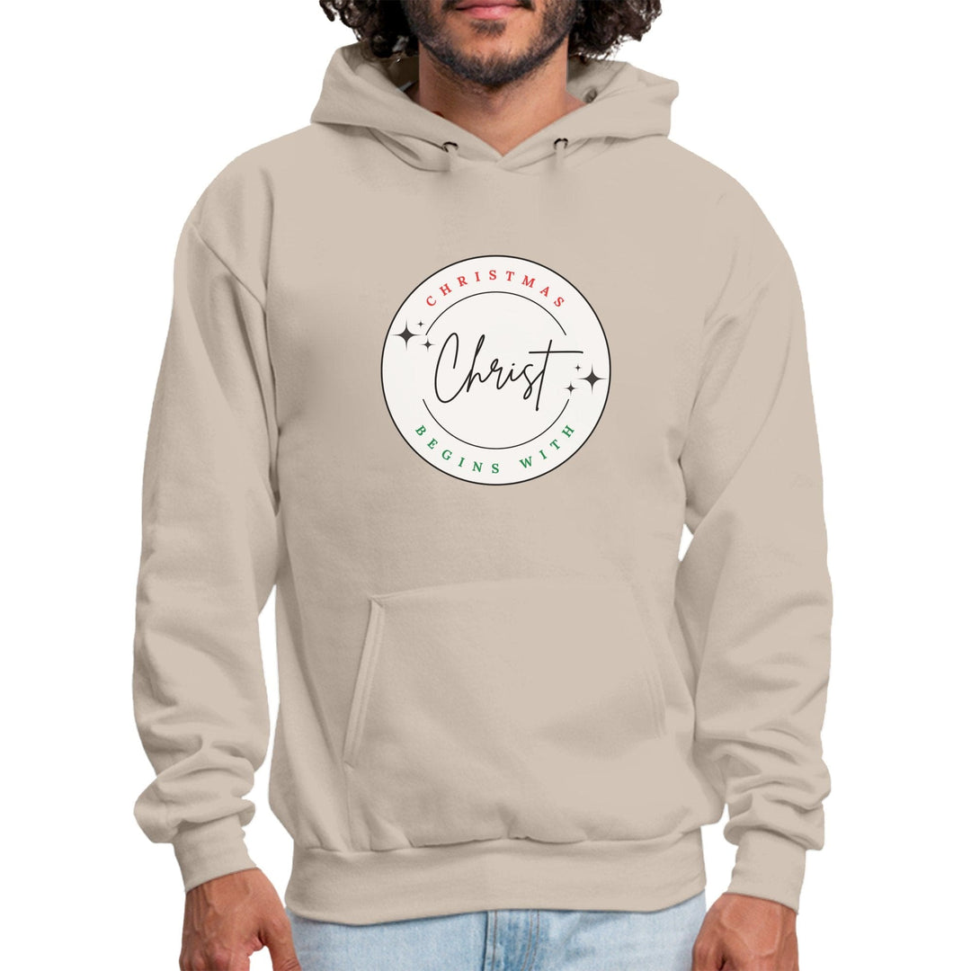 Mens Graphic Hoodie Christmas Begins with Christ - Mens | Hoodies