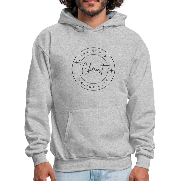 Mens Graphic Hoodie Christmas Begins with Christ - Mens | Hoodies