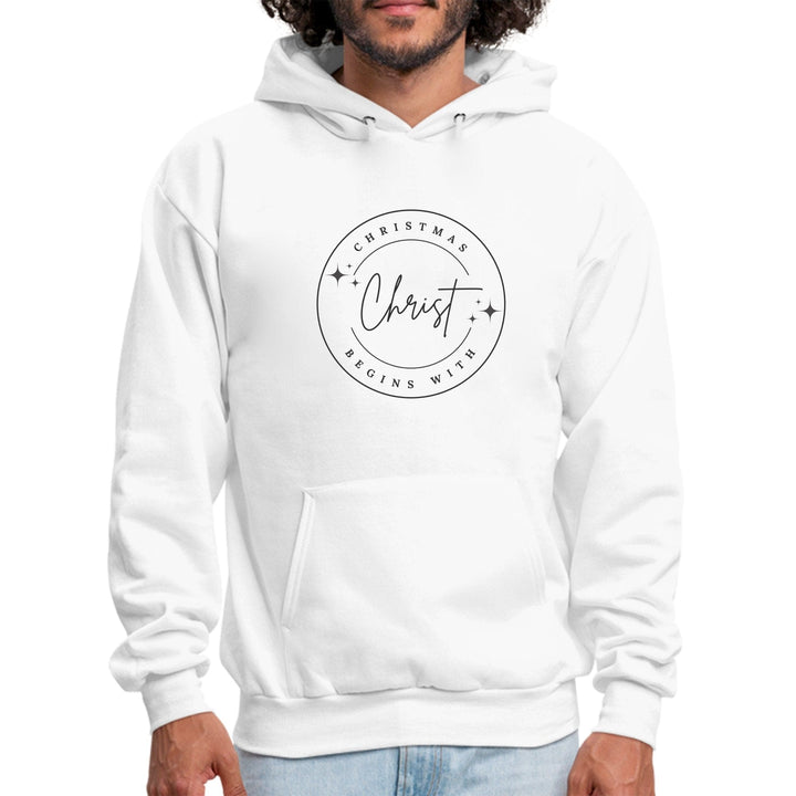 Mens Graphic Hoodie Christmas Begins with Christ - Mens | Hoodies