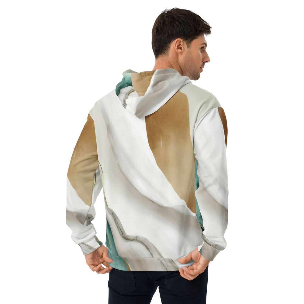 Mens Graphic Hoodie Cream White Green Marbled Print