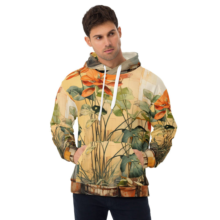 Mens Graphic Hoodie Earthy Rustic Potted Plants Print