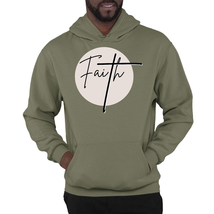 Mens Graphic Hoodie Faith - Christian Affirmation - Black and Beige - Unisex