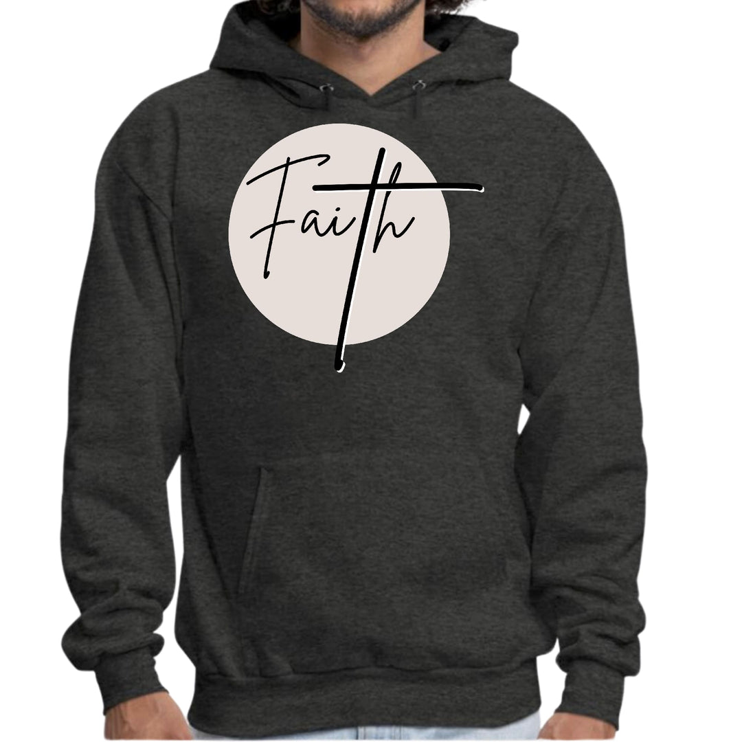 Mens Graphic Hoodie Faith - Christian Affirmation - Black and Beige - Unisex