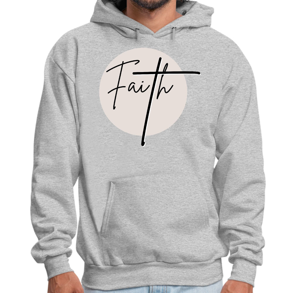 Mens Graphic Hoodie Faith - Christian Affirmation - Black and Beige - Unisex