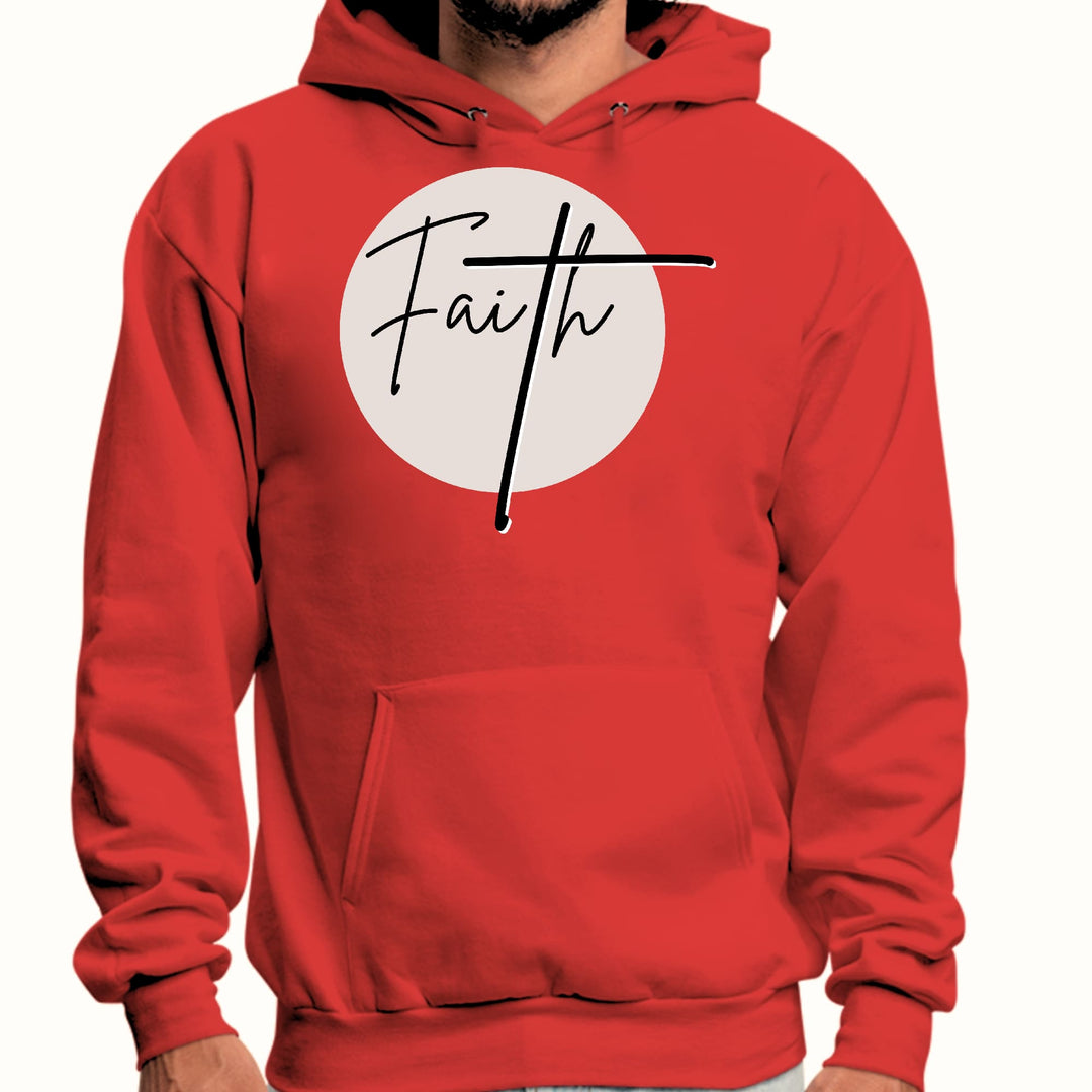 Mens Graphic Hoodie Faith - Christian Affirmation - Black and Beige - Unisex