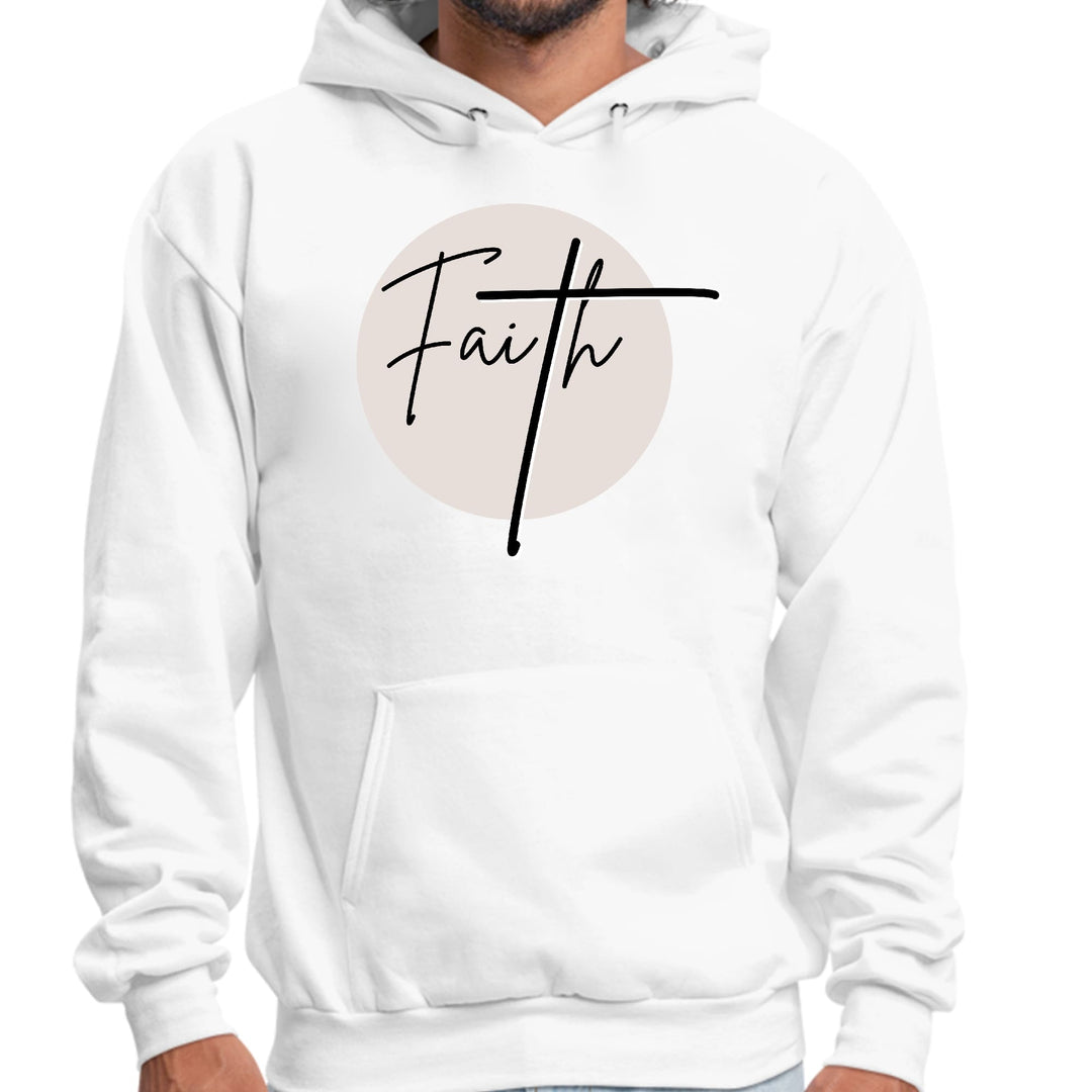 Mens Graphic Hoodie Faith - Christian Affirmation - Black and Beige - Unisex