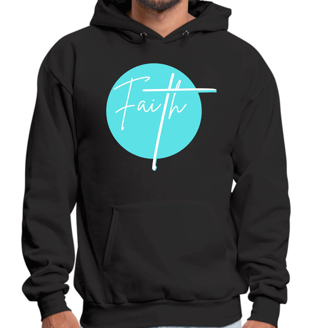 Mens Graphic Hoodie Faith - Christian Affirmation - Cyan Blue - Unisex | Hoodies