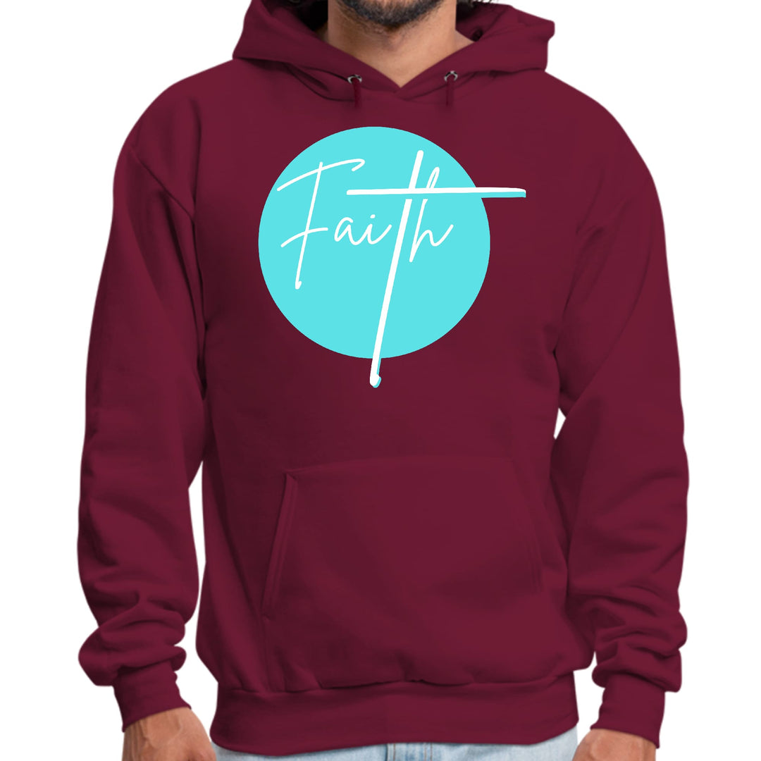 Mens Graphic Hoodie Faith - Christian Affirmation - Cyan Blue - Unisex | Hoodies