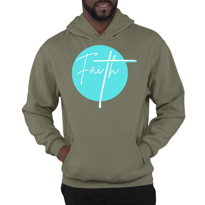 Mens Graphic Hoodie Faith - Christian Affirmation - Cyan Blue - Unisex | Hoodies