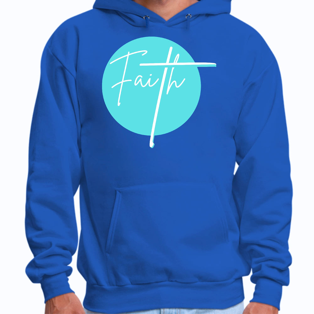 Mens Graphic Hoodie Faith - Christian Affirmation - Cyan Blue - Unisex | Hoodies