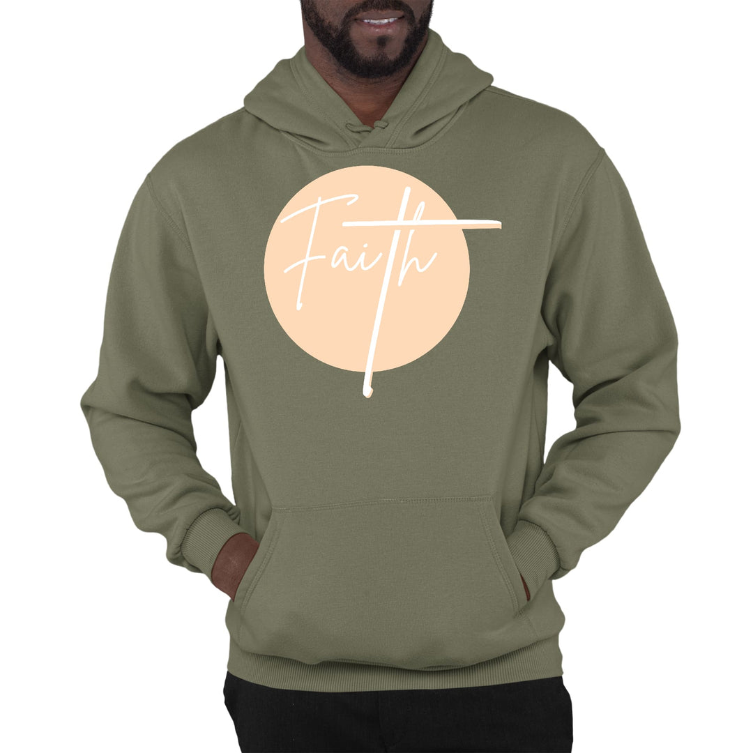 Mens Graphic Hoodie Faith - Christian Affirmation - Peach and White - Unisex