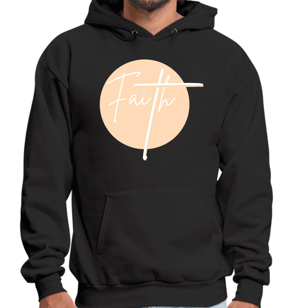 Mens Graphic Hoodie Faith - Christian Affirmation - Peach and White - Unisex