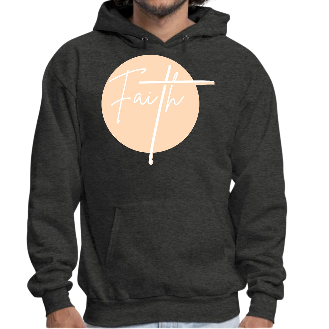 Mens Graphic Hoodie Faith - Christian Affirmation - Peach and White - Unisex