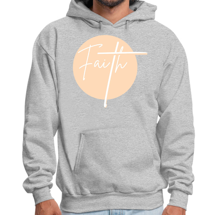 Mens Graphic Hoodie Faith - Christian Affirmation - Peach and White - Unisex