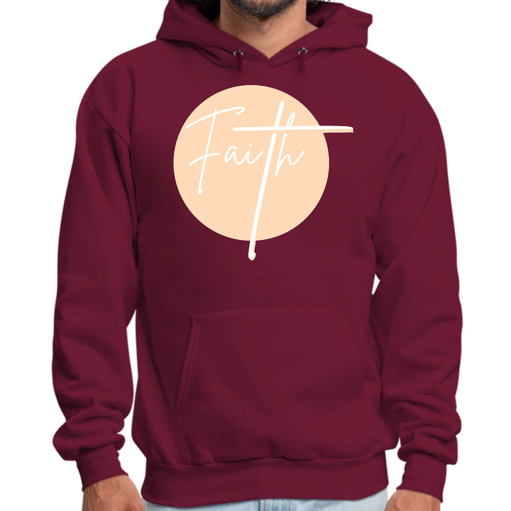 Mens Graphic Hoodie Faith - Christian Affirmation - Peach and White - Unisex