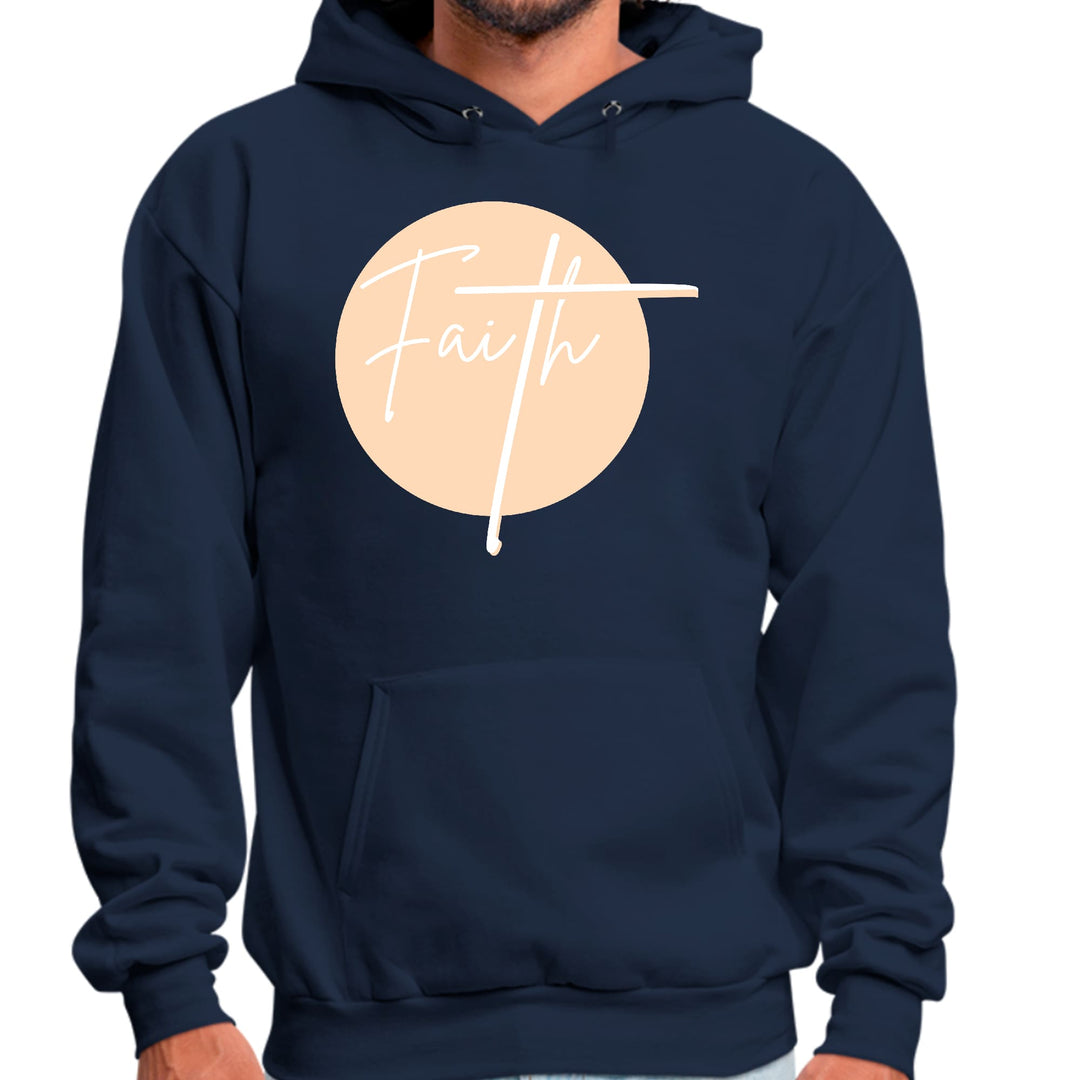 Mens Graphic Hoodie Faith - Christian Affirmation - Peach and White - Unisex