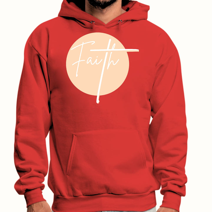 Mens Graphic Hoodie Faith - Christian Affirmation - Peach and White - Unisex