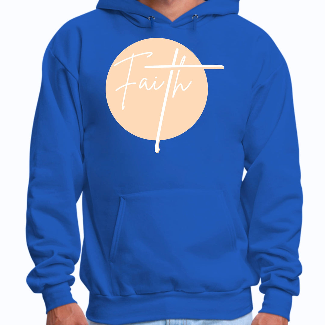 Mens Graphic Hoodie Faith - Christian Affirmation - Peach and White - Unisex