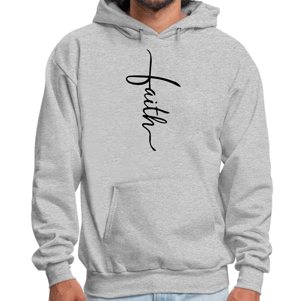 Mens Graphic Hoodie Faith Script Cross Black Illustration - Unisex | Hoodies