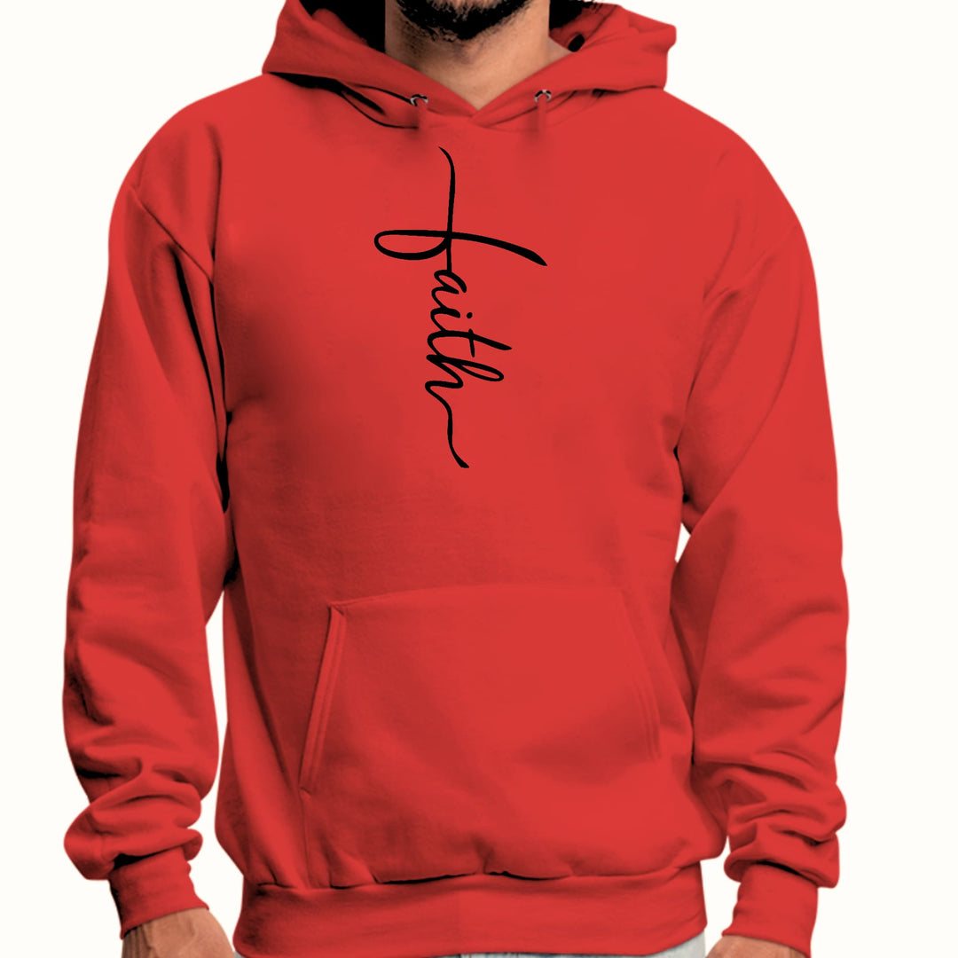 Mens Graphic Hoodie Faith Script Cross Black Illustration - Unisex | Hoodies