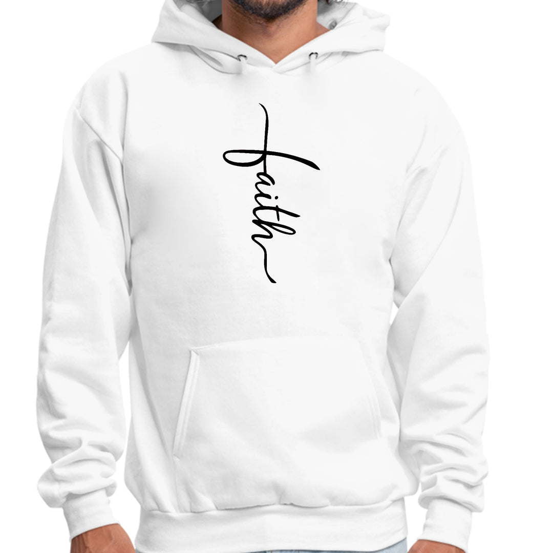 Mens Graphic Hoodie Faith Script Cross Black Illustration - Unisex | Hoodies