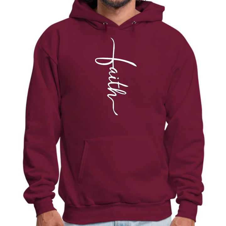 Mens Graphic Hoodie Faith Script Cross Illustration - Unisex | Hoodies