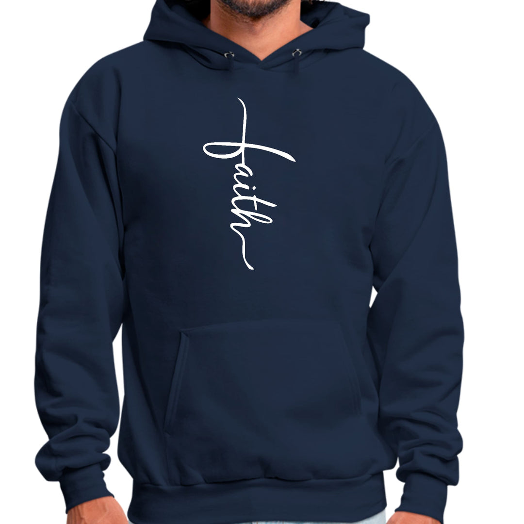 Mens Graphic Hoodie Faith Script Cross Illustration - Unisex | Hoodies