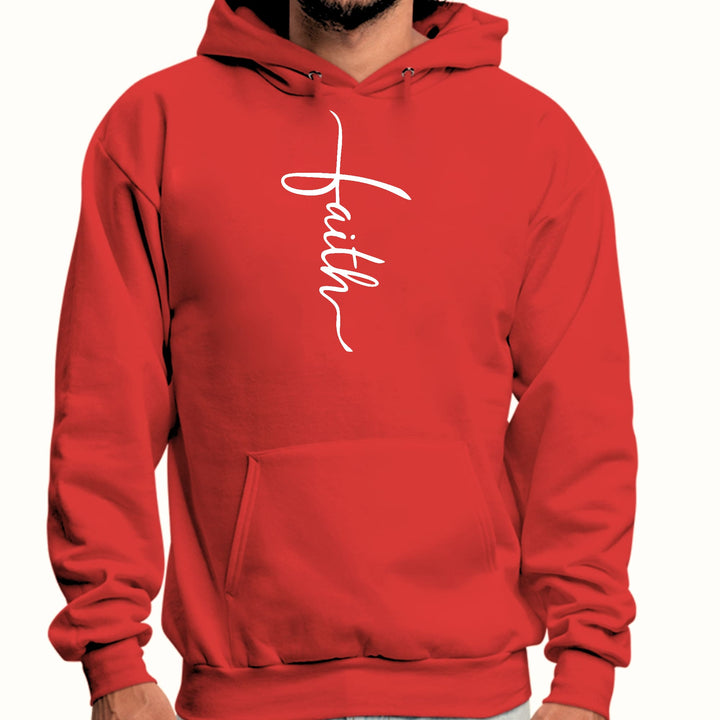 Mens Graphic Hoodie Faith Script Cross Illustration - Unisex | Hoodies