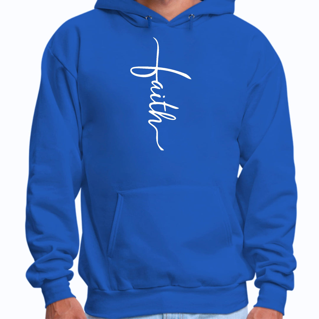 Mens Graphic Hoodie Faith Script Cross Illustration - Unisex | Hoodies